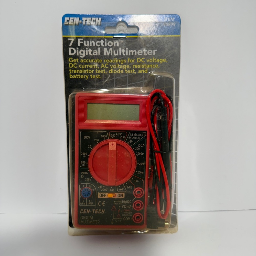 Cen-Tech 7 Function Digital Multimeter Red Item 90899 New NIP